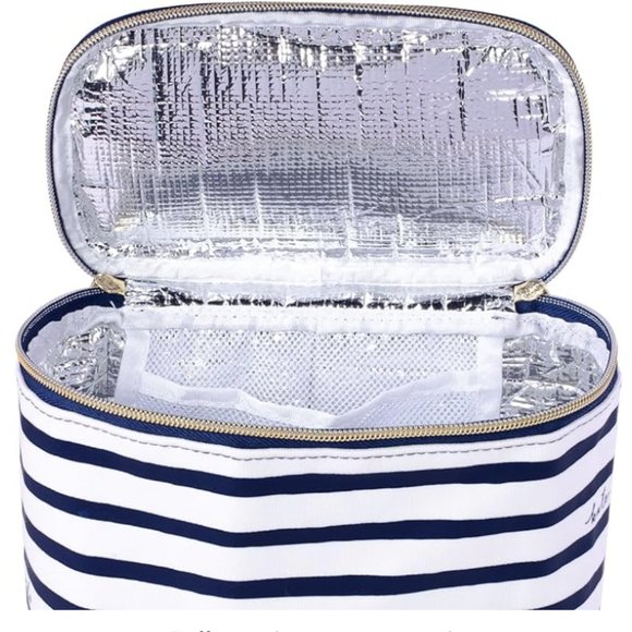 Kate spade white navy painted stripe travel lunch cooler bag nwt - Picture 3 of 4
